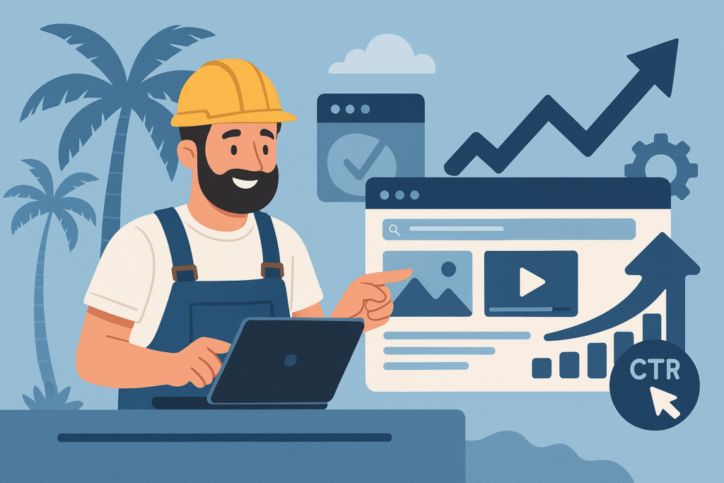 infographic showing a positive result with a contractor on a computer